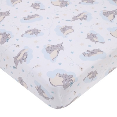 Disney Dumbo Light Blue, Gray, And White Super Soft Nursery Fitted Crib ...