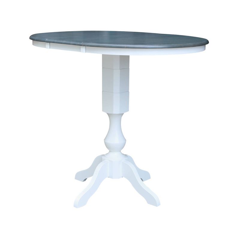 36&#34; Kent Round Top Bar Height Pedestal Dining Table with 12&#34; Leaf White/Heather Gray - International Concepts, 5 of 11