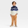 Toddler Boys' Mountain Printed Zip-Up Microfleece Pullover Sweatshirt - Cat & Jack™ Cream/Navy Blue - image 3 of 4