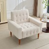 Classic Accent Chair Armchair, Soft Fabric Upholstered Reading Chair with Gold-Finish Birch Wood Legs - ModernLuxe - 3 of 4