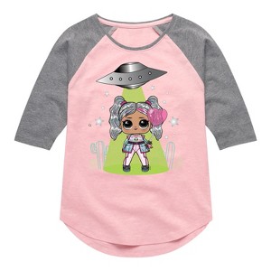 Girls' - LOL Surprise! - Astro Alien Doll Shirt Tail Raglan Graphic T-shirt - 1 of 4