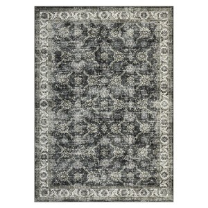 Washable Vintage Rug Non Slip Low Pile Rug Soft Throw Floor Cover Floral Foldable Indoor Carpet for Living Room Bedroom Playroom Nursery - 1 of 4