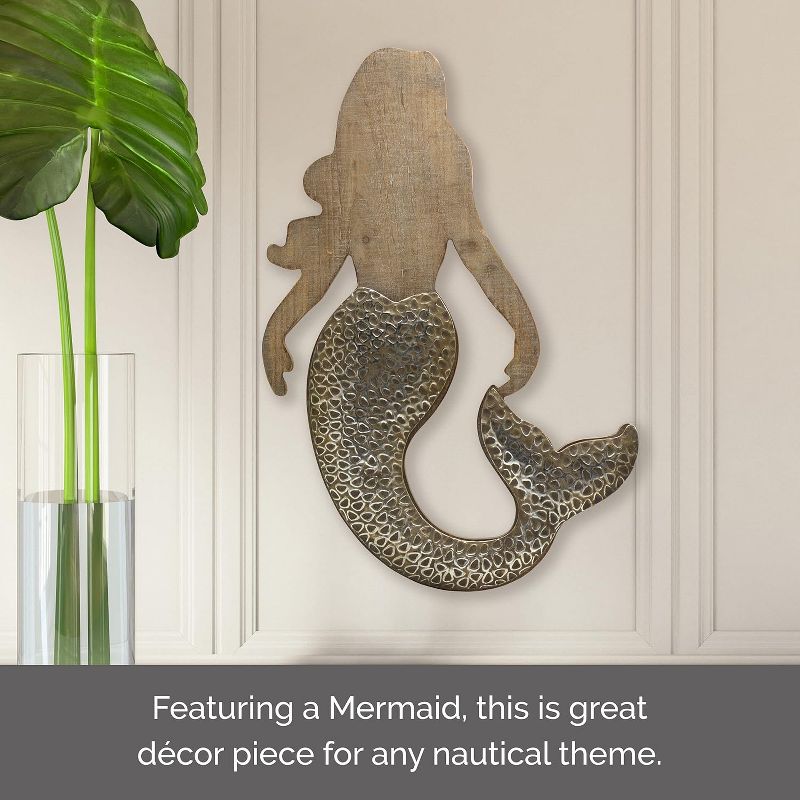 Elements Metal and Wood Mermaid Wall Decor, 3 of 5