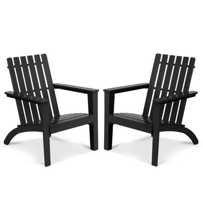 Tangkula 2PCS Wooden Adirondack Chair W/Ergonomic Design Outdoor Lounge Armchair Acacia Wood chair for Yard&Patio