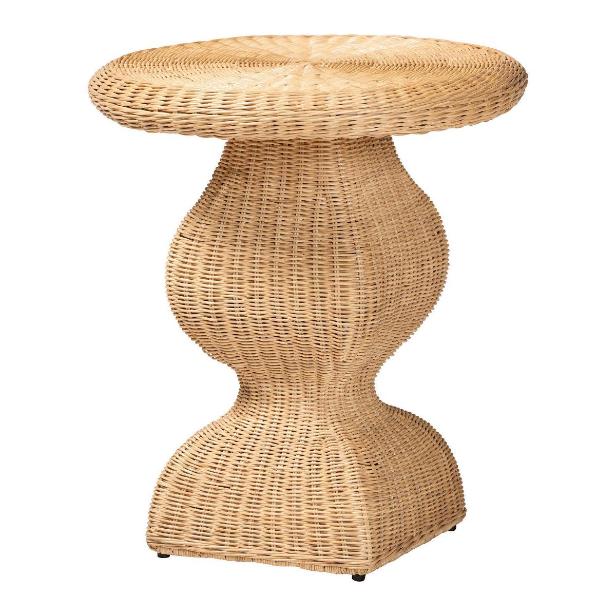 bali & pari Round Hideo Natural Rattan End Table Brown