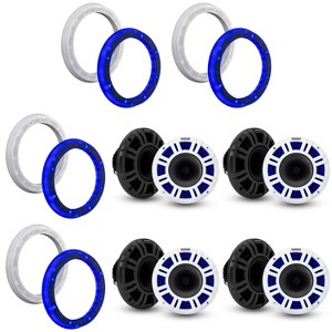 Kicker (4 Pair ) 48KMXL84 8" LED Horn-Loaded Marine Speakers & 51KLSR88 - 8.8-Inch to 8-Inch LED Adapter Rings Bundle - 1 of 4