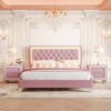TiramisuBest Contemporary Style 3pc Bedroom Set Queen Size Bed And 2x Nightstands Black Wood Gold Accent Legs - 2 of 4