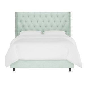 Skyline Furniture Arlette Nail Button Tufted Wingback Bed in Velvet - 1 of 4