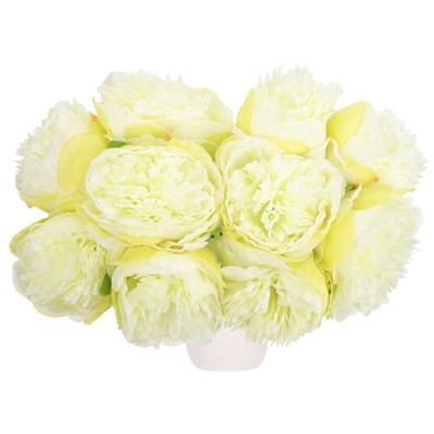 Unique Bargains Artificial Realistic Appearance Durable Faux Peony Flower 12.6'' Long 20 Pcs Green