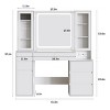 White Makeup Vanity Desk, Dressing Table with Mirror, Lights, and Charging Station - 2 of 4