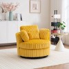 Oversized Corduroy Swivel Chair,40" Barrel Accent Chair with 360° Swivel and Pillows for Living Room-Baofuwish - 2 of 4