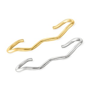 Pure Collection by Ross-Simons Italian Sterling Silver and 18kt Gold Vermeil Jewelry Set: 2 Wavy Cuff Bracelets - 1 of 4
