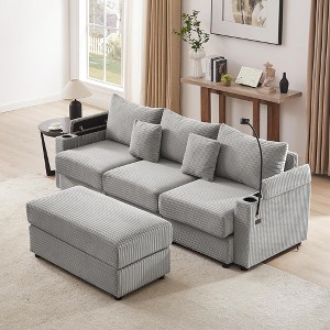 2/4/5/6 pcs Sectional Sofa Couch, Storage Sofa Chair with Movable Ottoman, USB Ports, Cup Holders, Phone Holder -ModernLuxe - 1 of 4