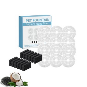 Nispira Cat Water Fountain Filter Replacements for Kastty Sibays 2.5Gal/9.5L Large18CM Dog Water Fountain Wireless Pumps Black Sponge, 12 Packs - 1 of 4