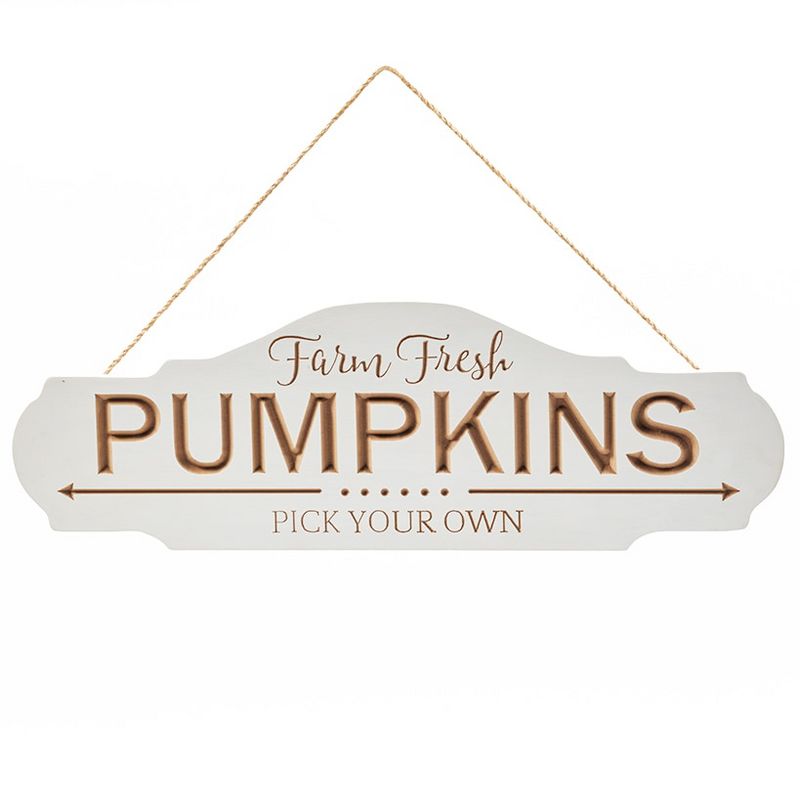 The Lakeside Collection Fresh Pumpkins Sign - Halloween Autumn Wooden Hanger for Wall or Door Decoration, 1 of 2