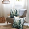 Watercolor Dark Green Tree Pillow Covers 18X18 Set of 2 Rustic Nature Forest Throw Pillow Cover - 3 of 4