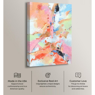 Colorful Fog Abstract Canvas Wall Art in Wooden Frame, 15" x 10"