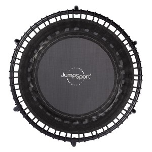 JumpSport Indoor Portable Lightweight Safe Stable Heavy Duty Fitness Trampoline with Workout DVD, Black with White Frame - 1 of 4