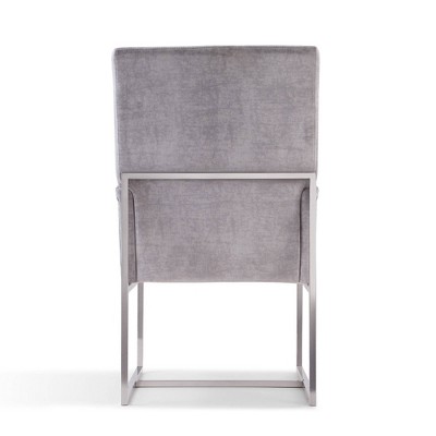 Luxurious Gray Velvet Upholstered High-Back Armchair with Metal Frame