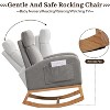Nursery Glider Chair, Upholstered Rocking Chair with Rubber Wood Legs, Comfy High Backrest & Side Pockets, Accent Rocker Armchair for Living Room - 4 of 4