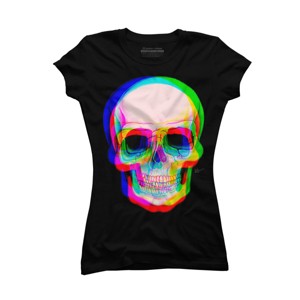 Junior's Design By Humans 3D Skull By AdrianFilmore T-Shirt - 1 of 3