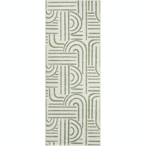 Washable Area Rug, Soft Rainbow Abstract Runner, Non-Slip Low-Pile Carpet with Rubber Backing, Stain Resistant Boho Geometric Rug for Living Room - 1 of 4