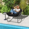 Costway 1/2 PCS Outdoor Rocking Chair Oversized Patio PE Wicker Egg Chair Rattan Lounge Chair Black - 4 of 4