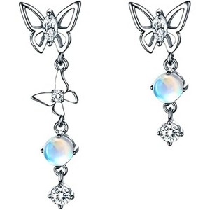 Delicate Silver Butterfly Earrings - Graceful Drop and Stud Design for an Elegant, Everyday Look - 1 of 4