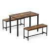 PAGED Dining Table and Dining Chairs Set of 3 with 2 Long Dining Benches and 1 Modern Dining Table for Bar Dining Room - 4 of 4