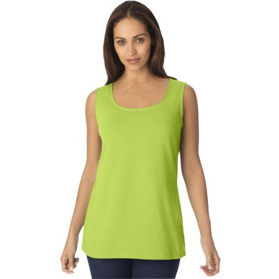 Jessica London Women's Plus Size Stretch Cotton Horseshoe Neck Tank