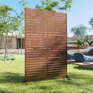 Wooakway 72"H 47"W 16"D Metal Outdoor Privacy Screen Freestanding Patio Decorative Screens - 1 of 4