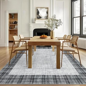 Machine Washable Area Rug Modern Plaid Carpet Non-Slip Stain Resistant Pet Friendly for Living Room Bedroom Dining Room - 1 of 4