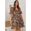 Slickblue Stylish Plus Size Floral Printed Mini Dress with Center Tie-Back, Puff Sleeves & Smocked Bodice, Size 1XL-3XL - 4 of 4