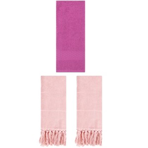 REGALWOVEN 3 Packs Solid Textured and Tassels Soft Absorbent Bathroom Hand Towel for Home Decor - 1 of 4