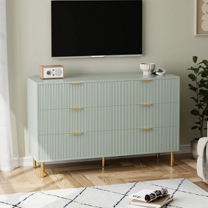 6 Drawer Dresser for Bedroom, Modern Wood Storage Dresser Organizer, with Gold Metal Handles & Anti-Tipping Device, for Living Room - 1 of 4