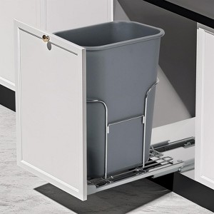 Under Cabinet Pull Out Trash Can Holder - Under Kitchen Sink Waste Container Slide Out Shelf for 30 Liter Recycling Bin, Heavy Duty Steel Frame, - 1 of 4