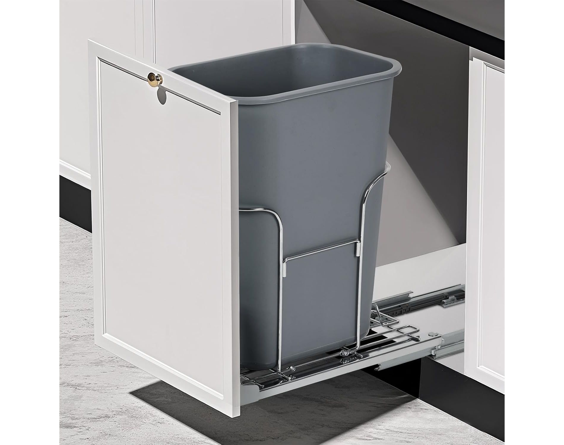 Pull Out Trash Can Under Cabinet, Stainless Steel Slide Out Garbage Can Shelf Under Sink for Trash Can, Trash Can Not Included