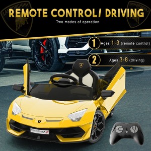 12V Electric Ride-On Car for Kids | Licensed Lamborghini Battery-Powered Sports Car with Remote Control, 2 Speeds, Sound System, LED Headlights - 1 of 4