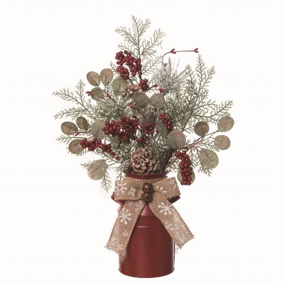 Transpac Floral Multicolor Christmas Floral Rustic Milk Jug Centerpiece Arrangement