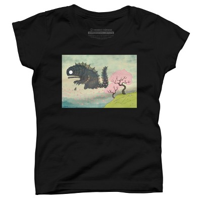 Girl's Design By Humans Springtime Sea Monster By djrbennett T-Shirt