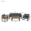 Sapphtopaz Patio Furniture Set Metal Frame Outdoor Loveseat Sectional Patio Chairs with Cushions and Coffee Table for Garden, Backyard, Terrace - 2 of 4