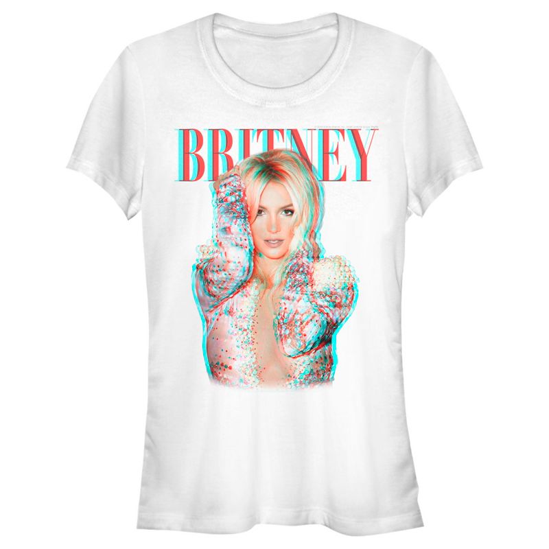 Juniors Womens Britney Spears Pop Star Glitch T-Shirt, 1 of 5