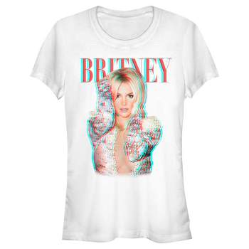 Juniors Womens Britney Spears Pop Star Glitch T-Shirt