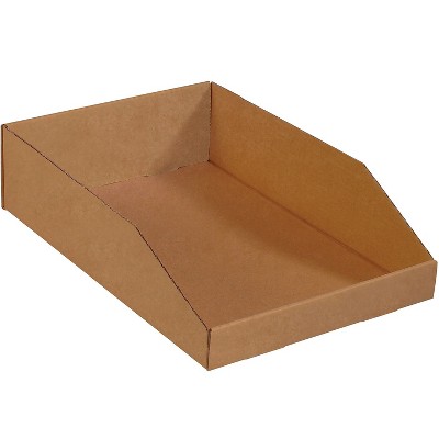 Box Partners Open Top Bin Boxes 12" x 18" x 4 1/2 Kraft 50/Bundle BINEB1812K
