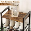 Simple Trending 8 Tiers Shoe Rack 16 Pairs Wooden Plank Shoe Shelf with Hooks for Closet Entryway Organizer Sturdy FreeStanding Shoe Storage,Black - 3 of 4