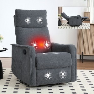 CAVINAS Swivel Accent Chair, Heat Massage Recliner Chair with Side Pocket for Bedroom, Living Room, Office - 1 of 4