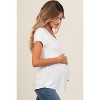 PinkBlush Ivory Basic V-Neck Short Sleeve Maternity Top - 2 of 4
