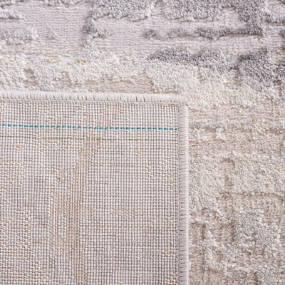 Gray and Beige Abstract Hand-Knotted Synthetic Area Rug