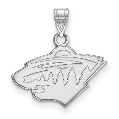 Black Bow Jewelry 14k White Gold Minnesota Wild NHL Small Pendant