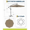 10 FT Hanging Cantilever Umbrella with 360 Degree Rotation, 8 Ribs Offset Patio Umbrella Cross Base Support Patio Umbrella with Easy Tilt Adjustment - 4 of 4
